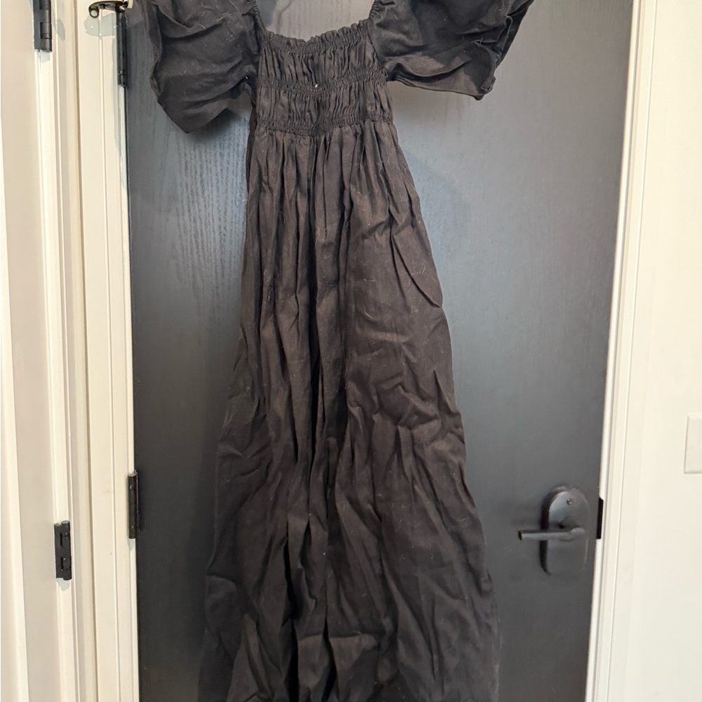 Elegant Black Puff Sleeve Dress